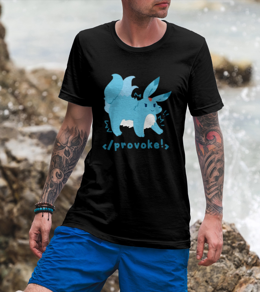 Provoke Pokemon Inspired Blue Character With Coding Element T-Shirt