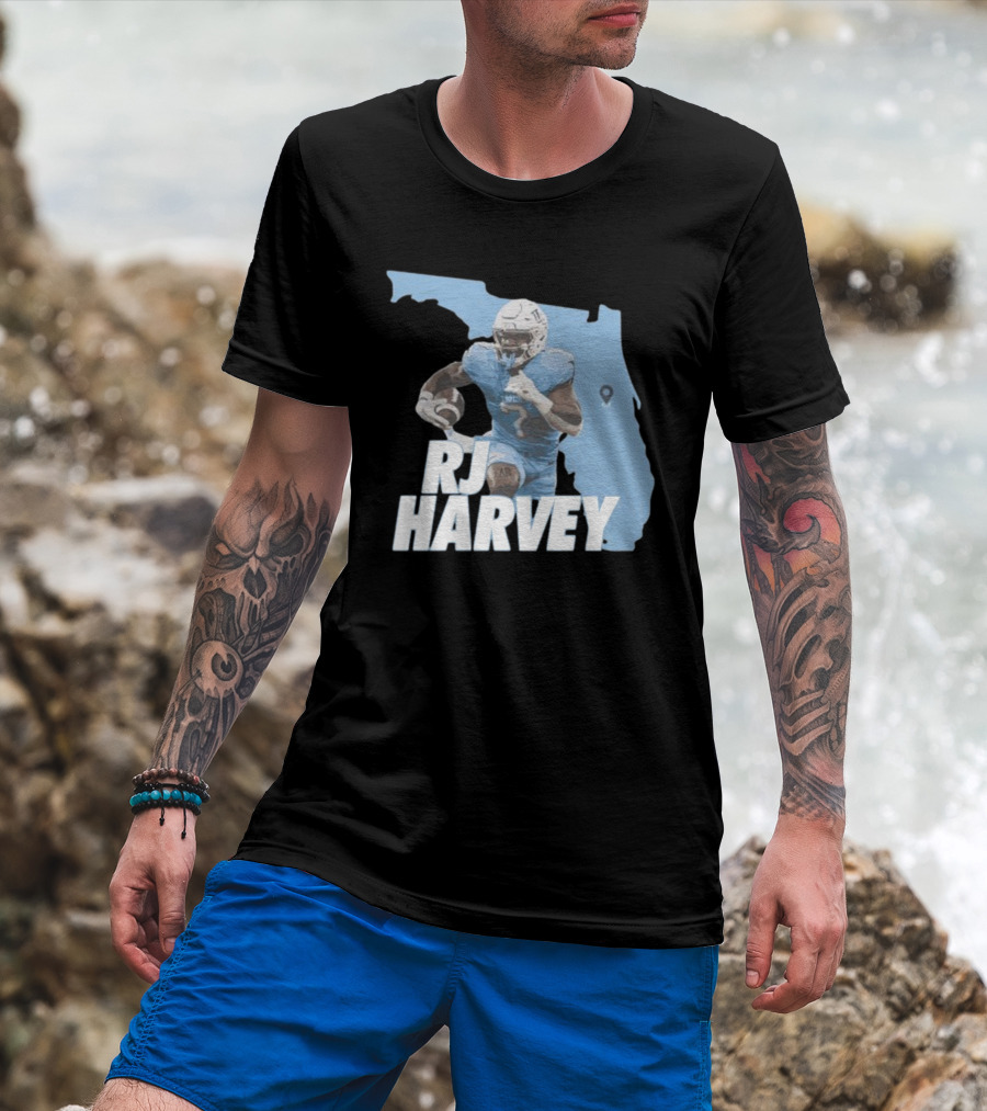 RJ Harvey Florida Football Map Background T-Shirt