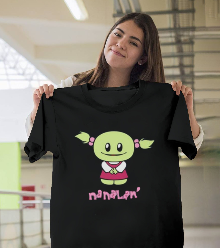 Retrokid YTV Nanalan Mona Cute Green Character with Pigtails and Pink T-Shirt
