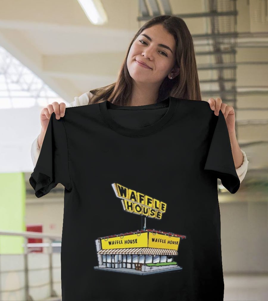 Waffle House Blue Christmas Storefront Signage T-Shirt