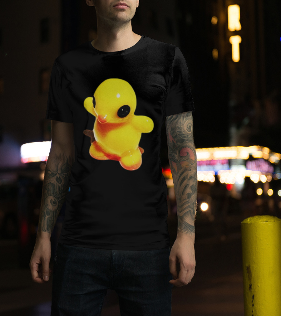 Fleshwater Plastic Duck Yellow Figurine With Black Eyes T-Shirt