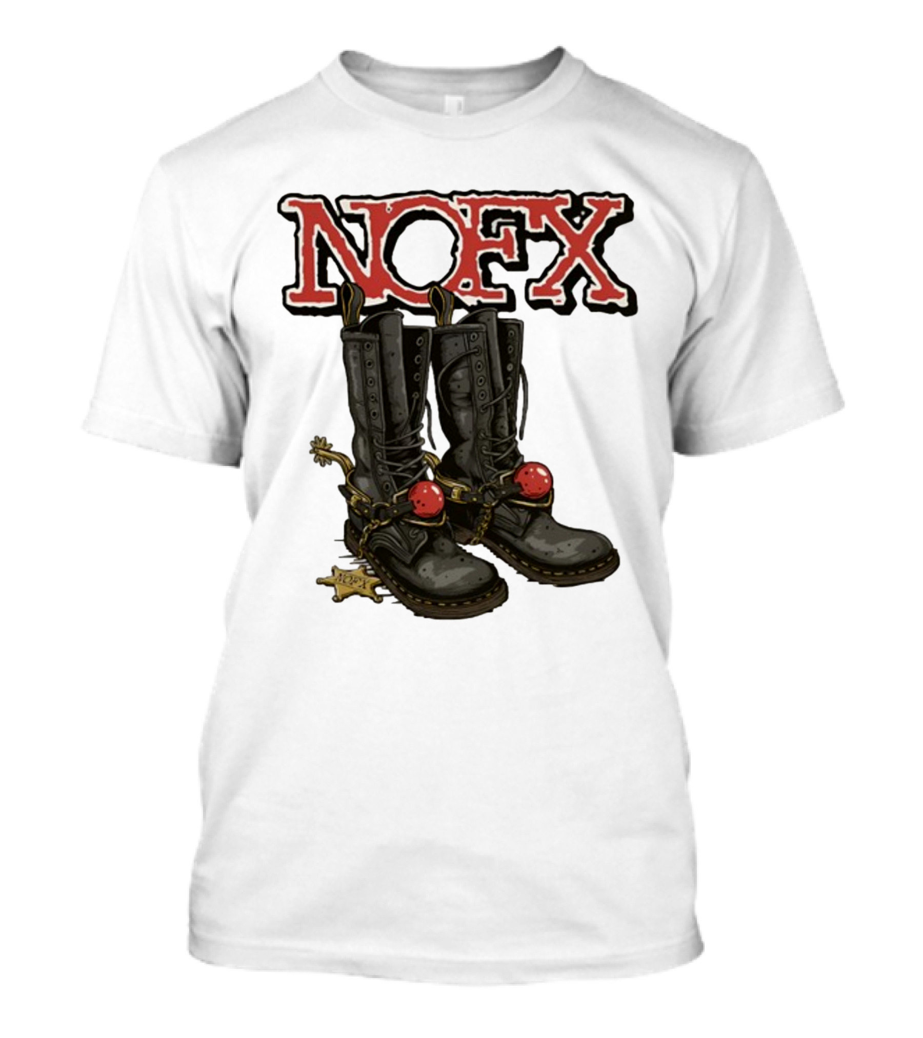 NOFX Punk Boots With Chains And Red Orbs T-Shirt
