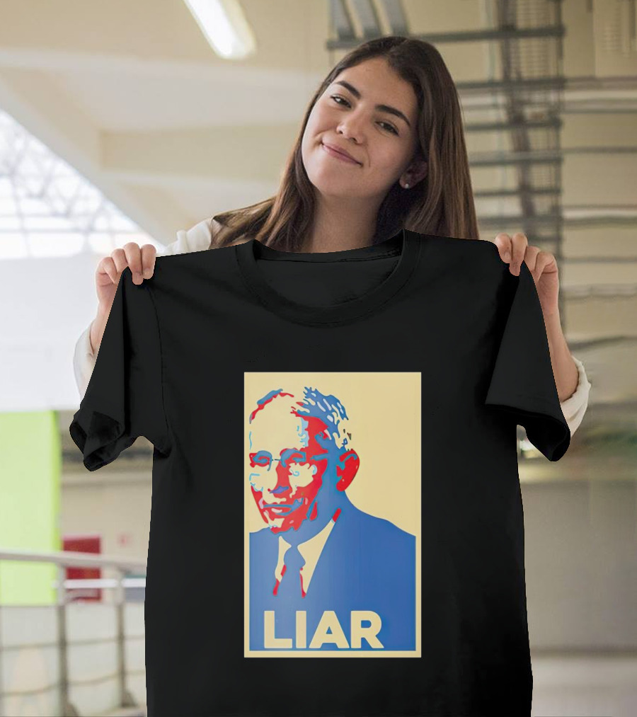 Liar Fauci Vintage Style Red Blue Beige T-Shirt