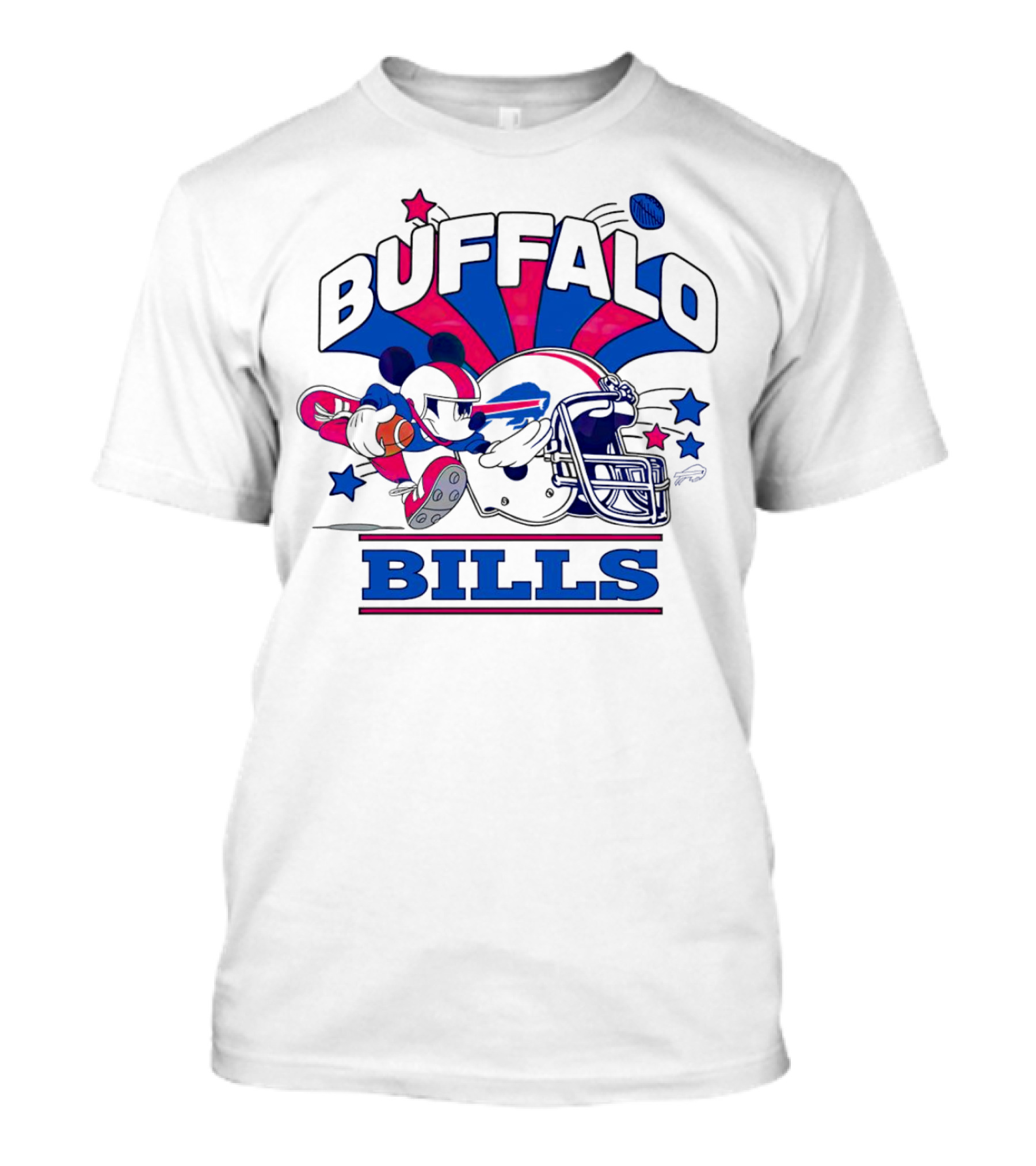 Buffalo Bills Football Mickey Mouse Tackle Starburst T-Shirt