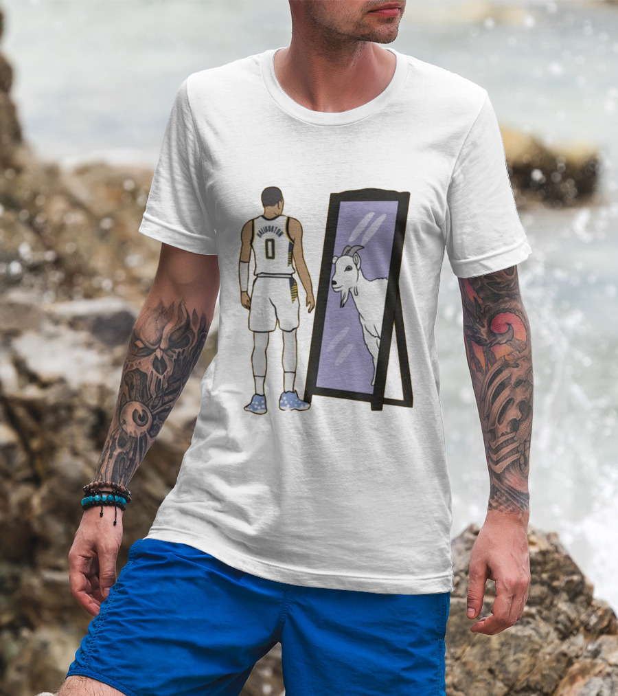 Tyrese Haliburton 0 Reflecting Goat In Mirror T-Shirt