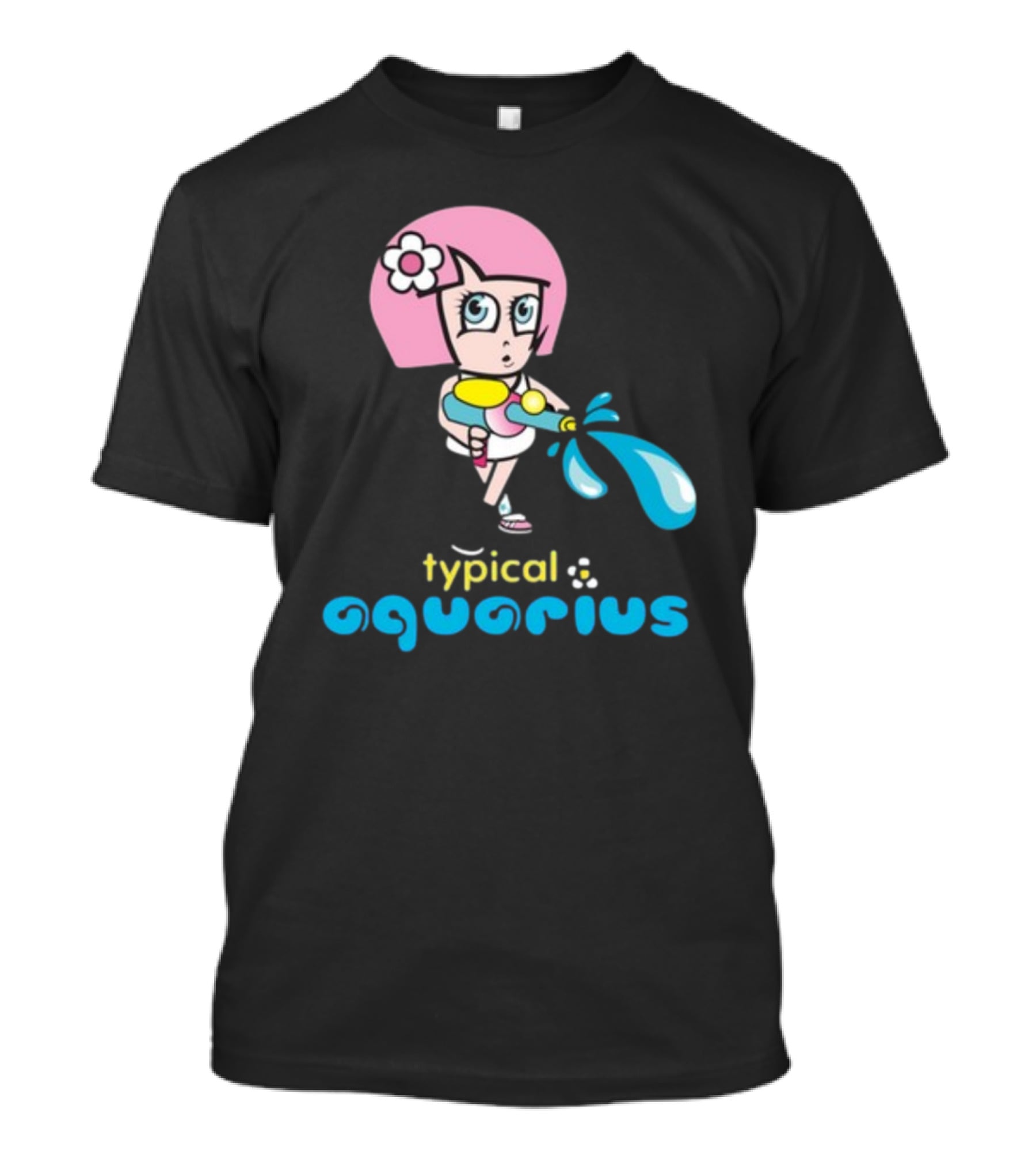 Typical Aquarius Cute Cartoon Girl With Water Splash T-Shirt