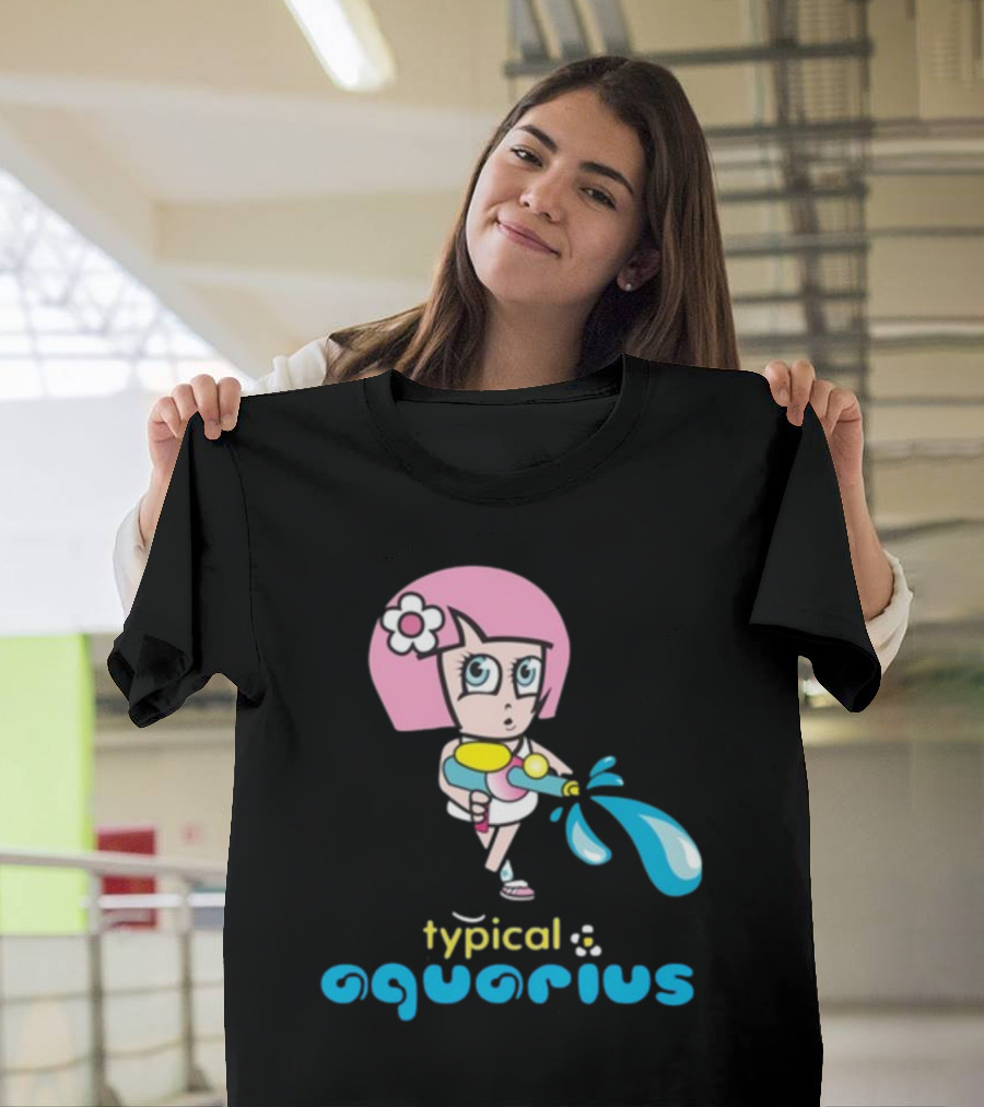 Typical Aquarius Cute Cartoon Girl With Water Splash T-Shirt
