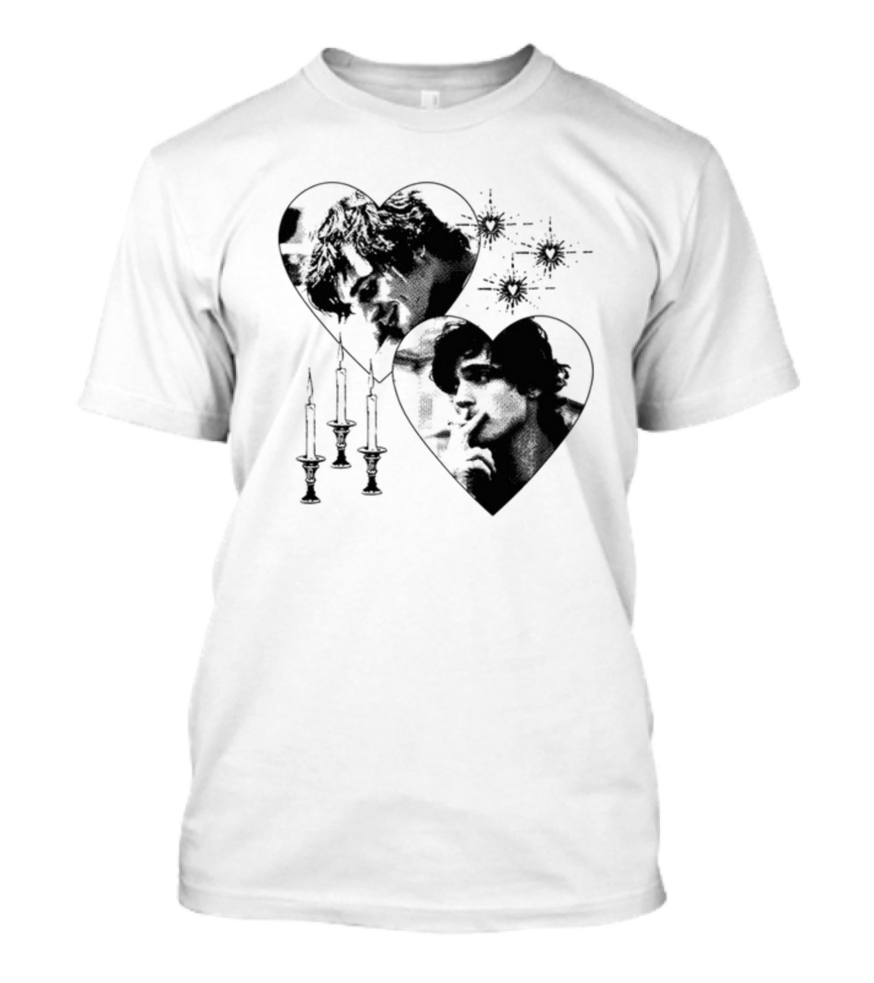 Mustardyardpress Saltburn Felix Hearts Candlelight Portraits T-Shirt