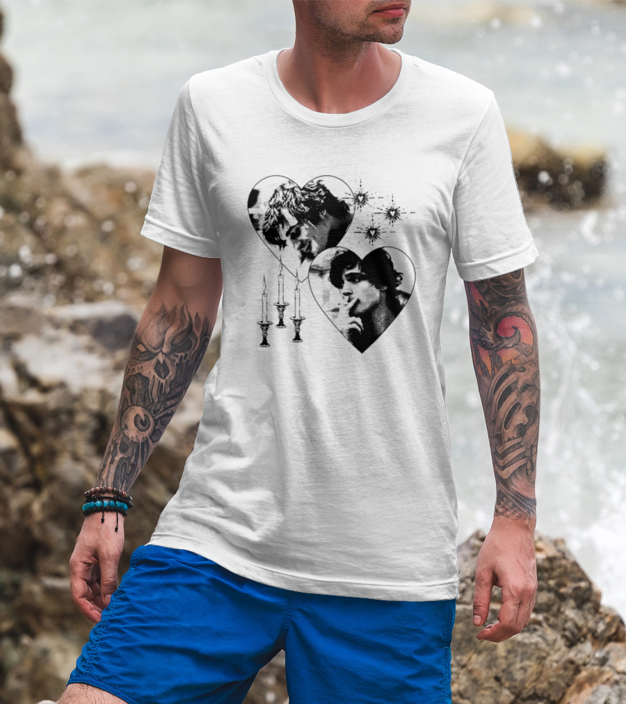 Mustardyardpress Saltburn Felix Hearts Candlelight Portraits T-Shirt