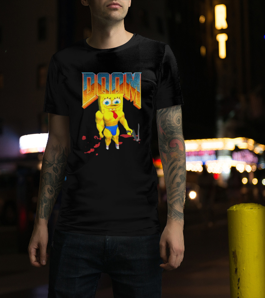 Doom Spongebob Teenhearts Muscular Parody Crossover T-Shirt