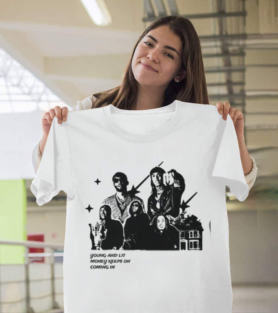 Maaza Shop Young And Lit Money Keeps On Coming In Iconic Figures and House Scene T-Shirt