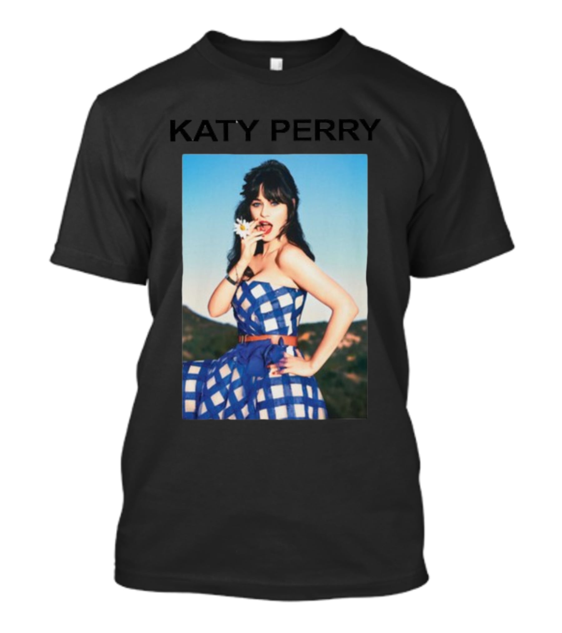 Katy Perry Blue Checkered Dress Photo T-Shirt