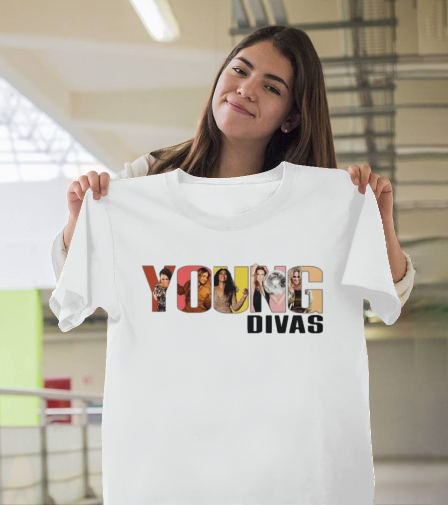YOUNG DIVAS Photomontage Letters T-Shirt