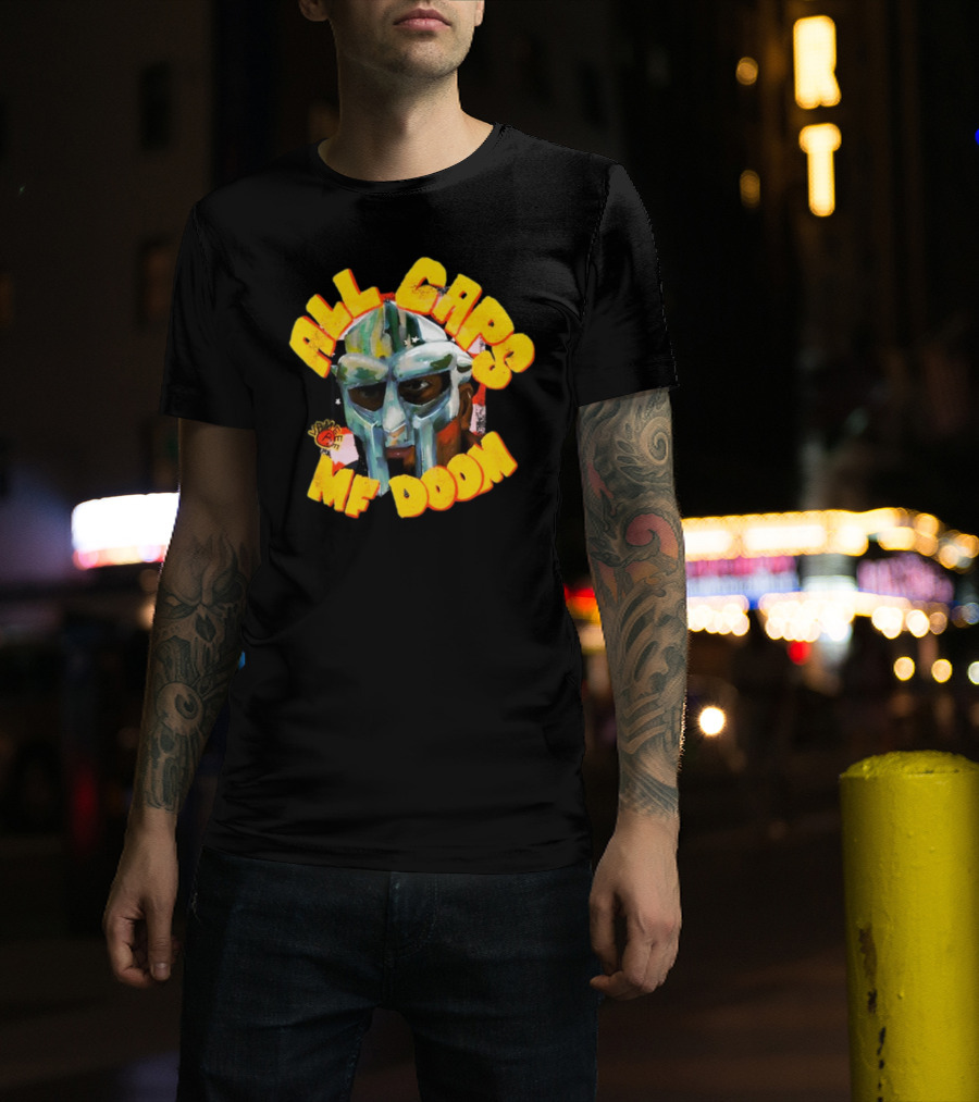 All Caps MF DOOM Villain Graphic Mask T-Shirt