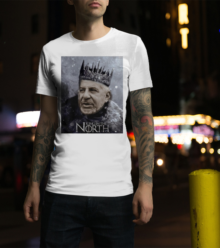 Bill Belichick King In The North Game Of Thrones Style Crown And Fur Cloak T-Shirt