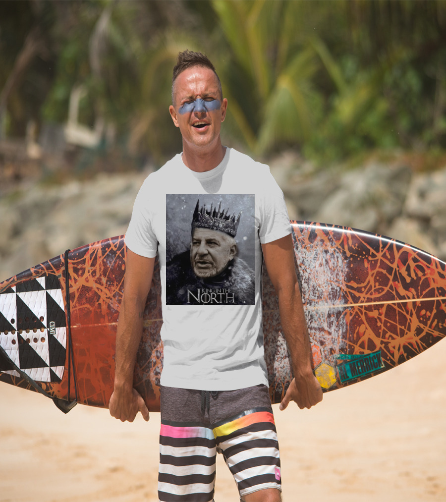 Bill Belichick King In The North Game Of Thrones Style Crown And Fur Cloak T-Shirt