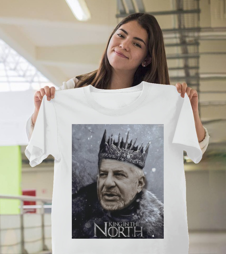 Bill Belichick King In The North Game Of Thrones Style Crown And Fur Cloak T-Shirt