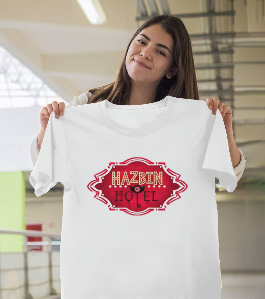 Hazbin Hotel Hazbinhotel Logo Badge with Heart and Winged Eye T-Shirt