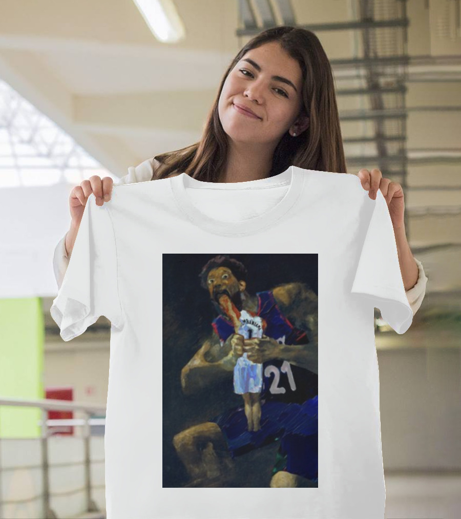 Embiid Dominates Spurs in Intense Artistic Portrayal T-Shirt