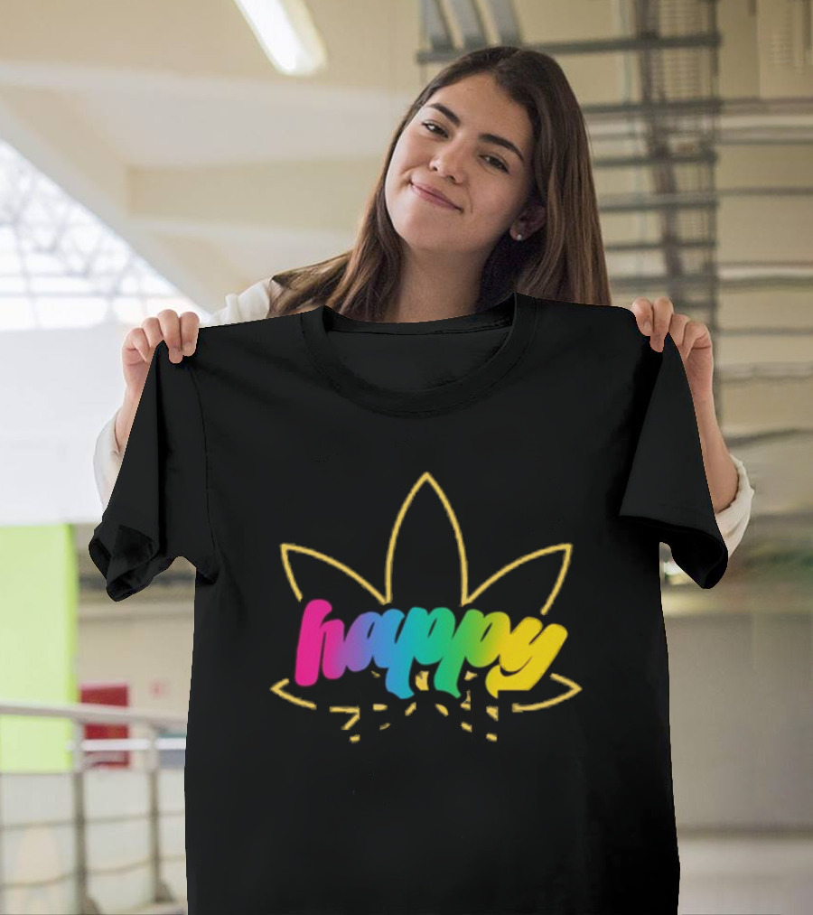 Happy Eddie Freestyle Rainbow Font Leaf T-Shirt