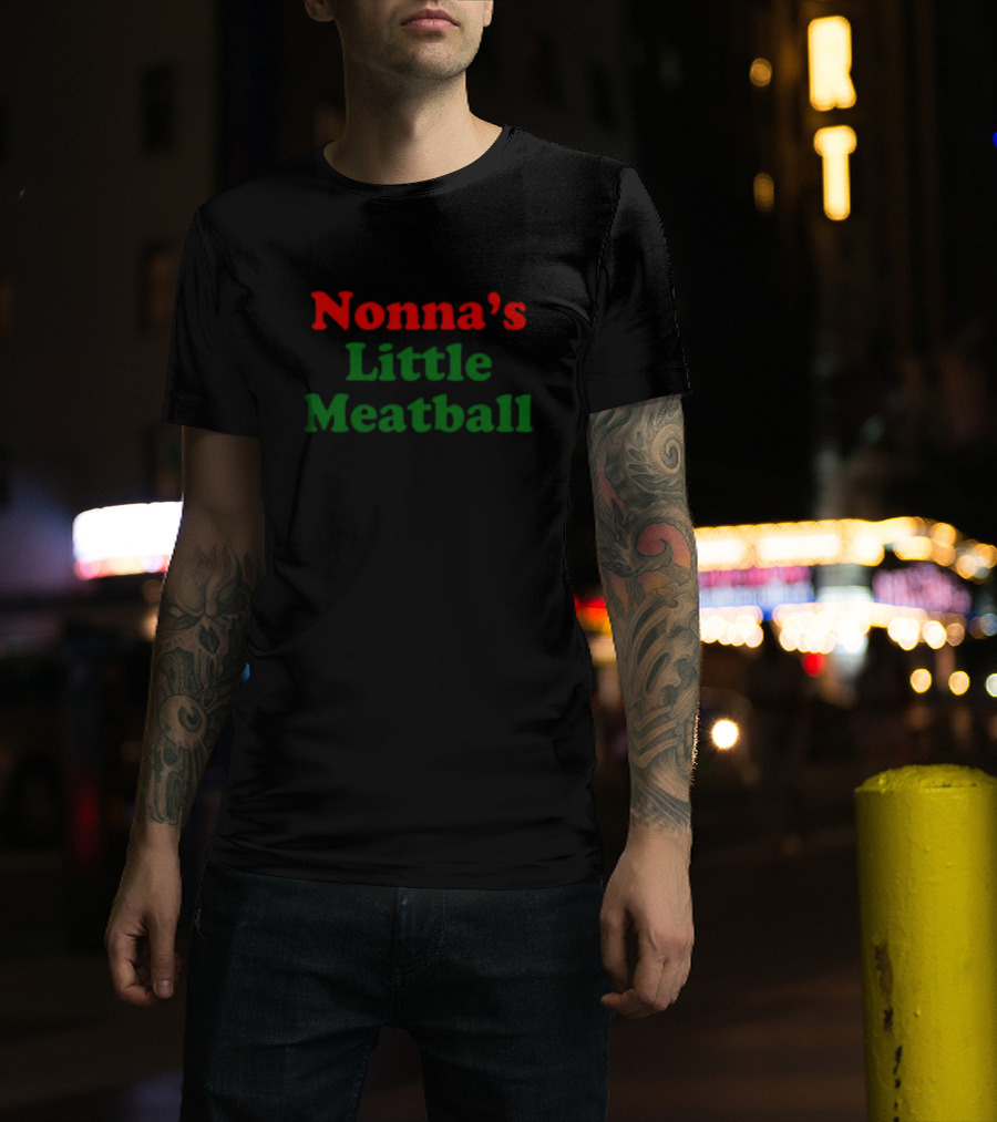 Nonna's Little Meatball Text In Festive Red And Green T-Shirt