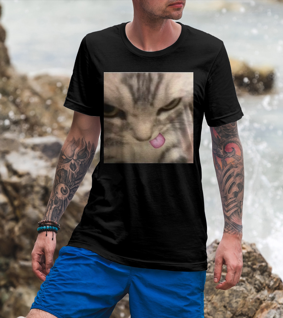 Sillyteestudio Silly Kitten Funny Cute Tongue Out Cat Meme T-Shirt