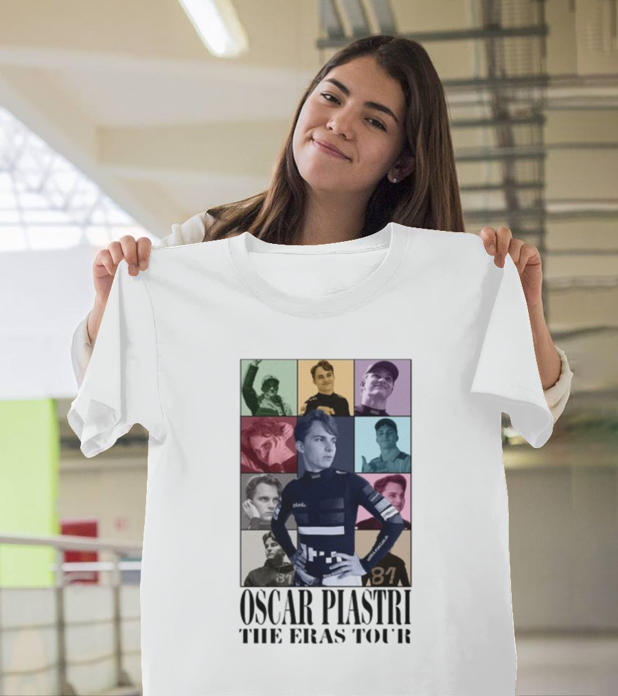 Oscar Piastri The Eras Tour Multicolor Portrait Montage T-Shirt