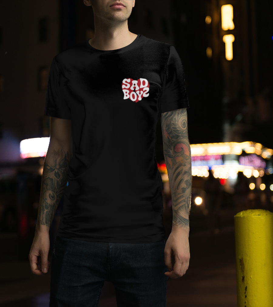 Sad Boyz Heart Logo Red And White Contrast T-Shirt