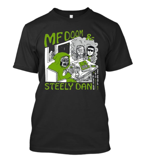 MF Doom And Steely Dan Black Cow Into Gas Drawls Comic Style Scene T-Shirt