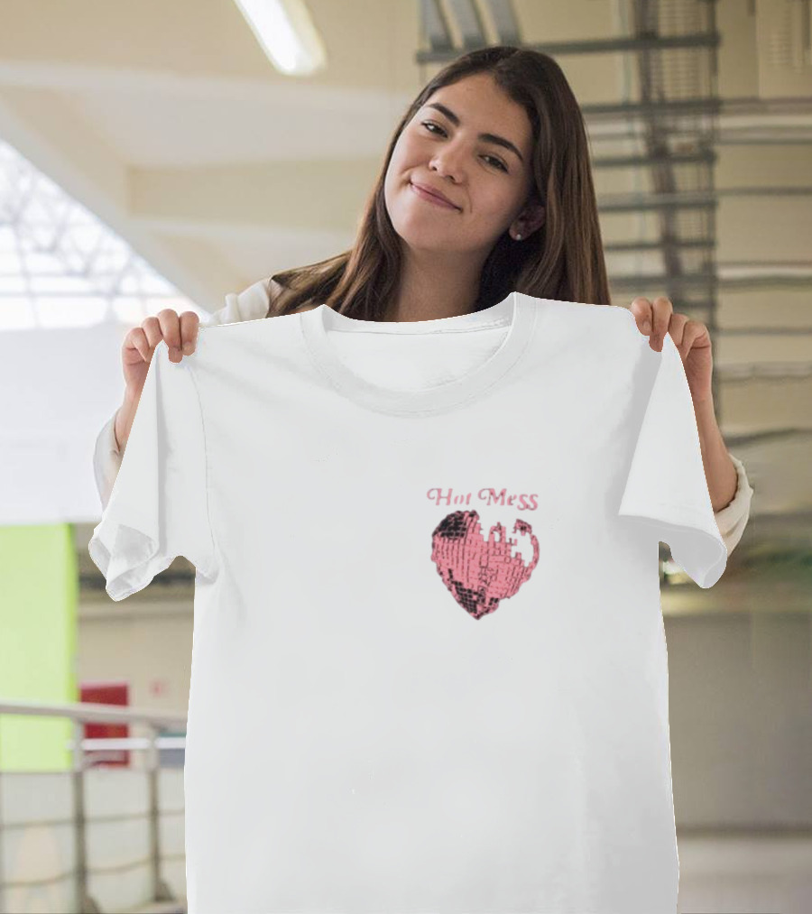 Hot Mess Pink Pixel Heart T-Shirt