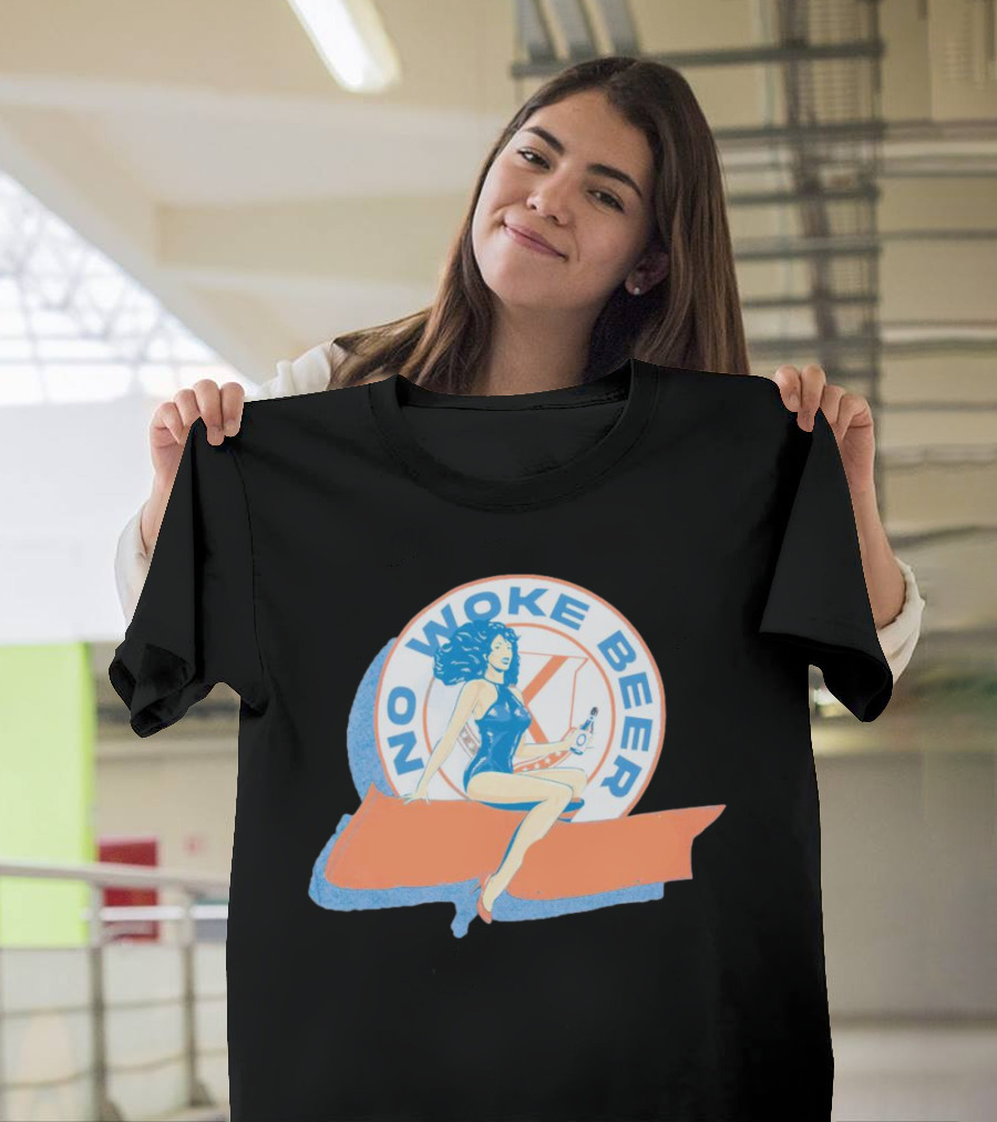 No Woke Beer Retro Pin-Up Style Beverage T-Shirt