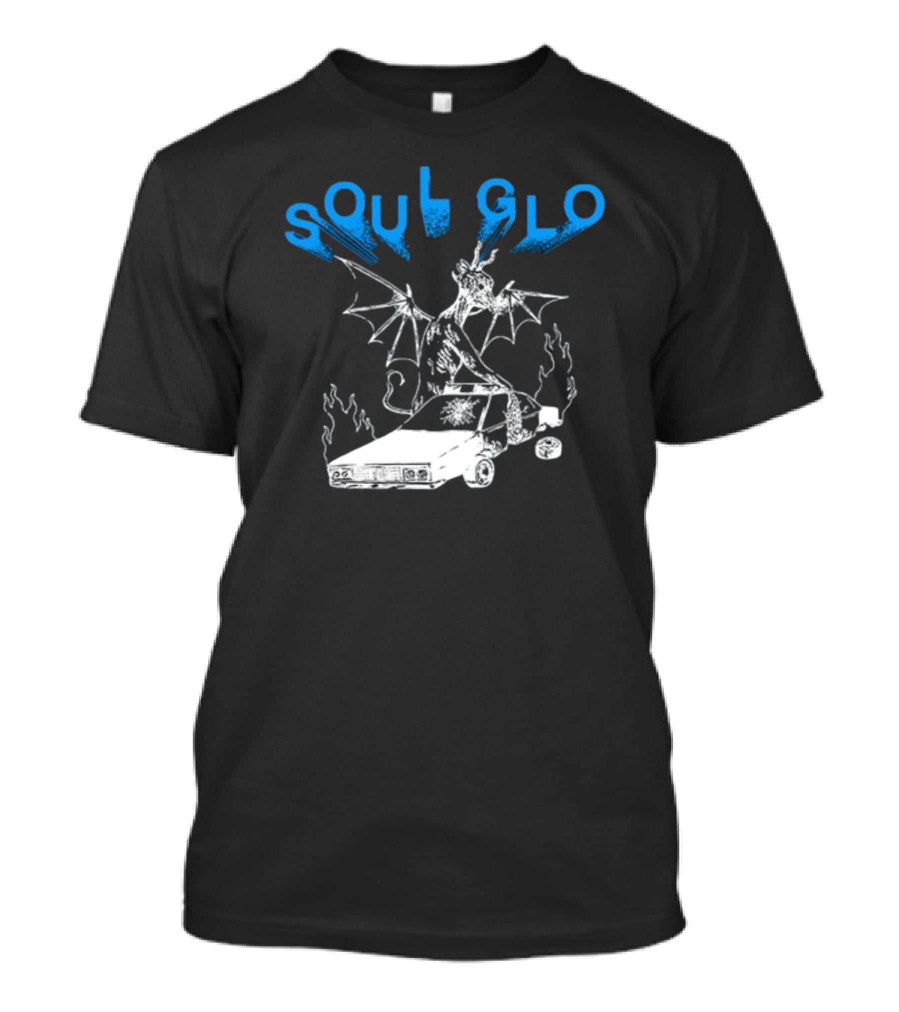 Soul Glo Dragon With Crashed Car And Flames T-Shirt