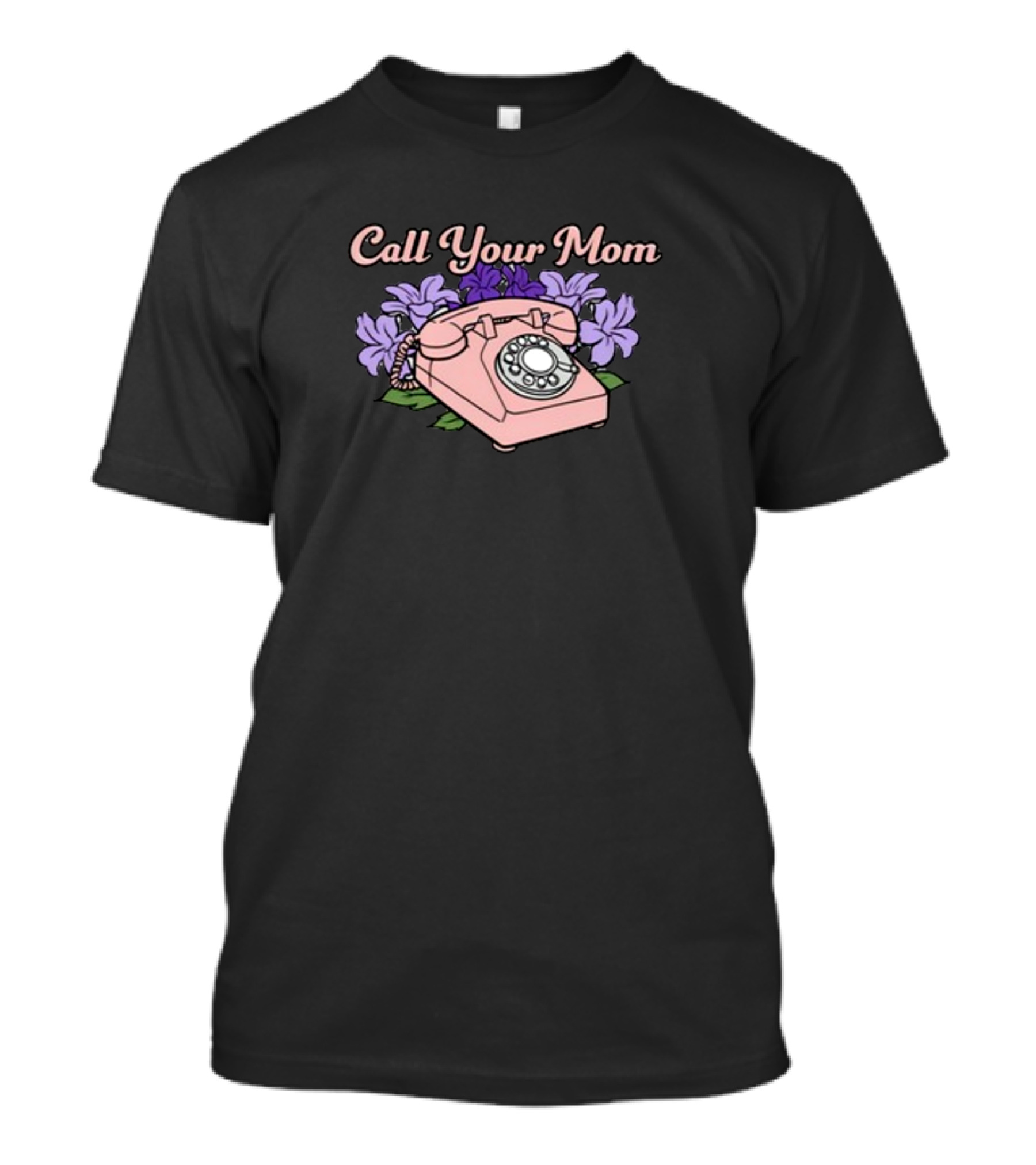Middleclassfancy Call Your Mom Vintage Phone With Purple Flowers T-Shirt
