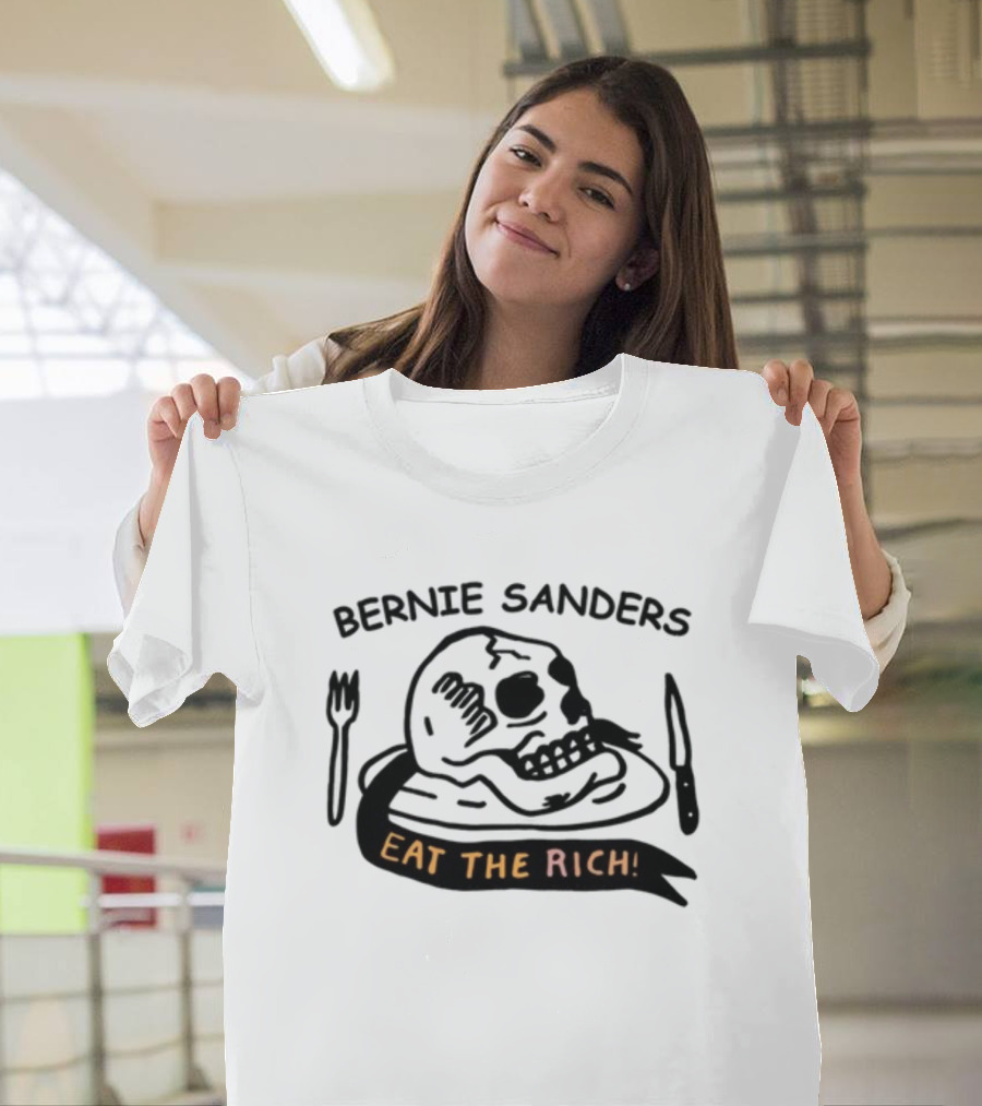 Bernie Sanders Eat The Rich Skull Knife Fork T-Shirt