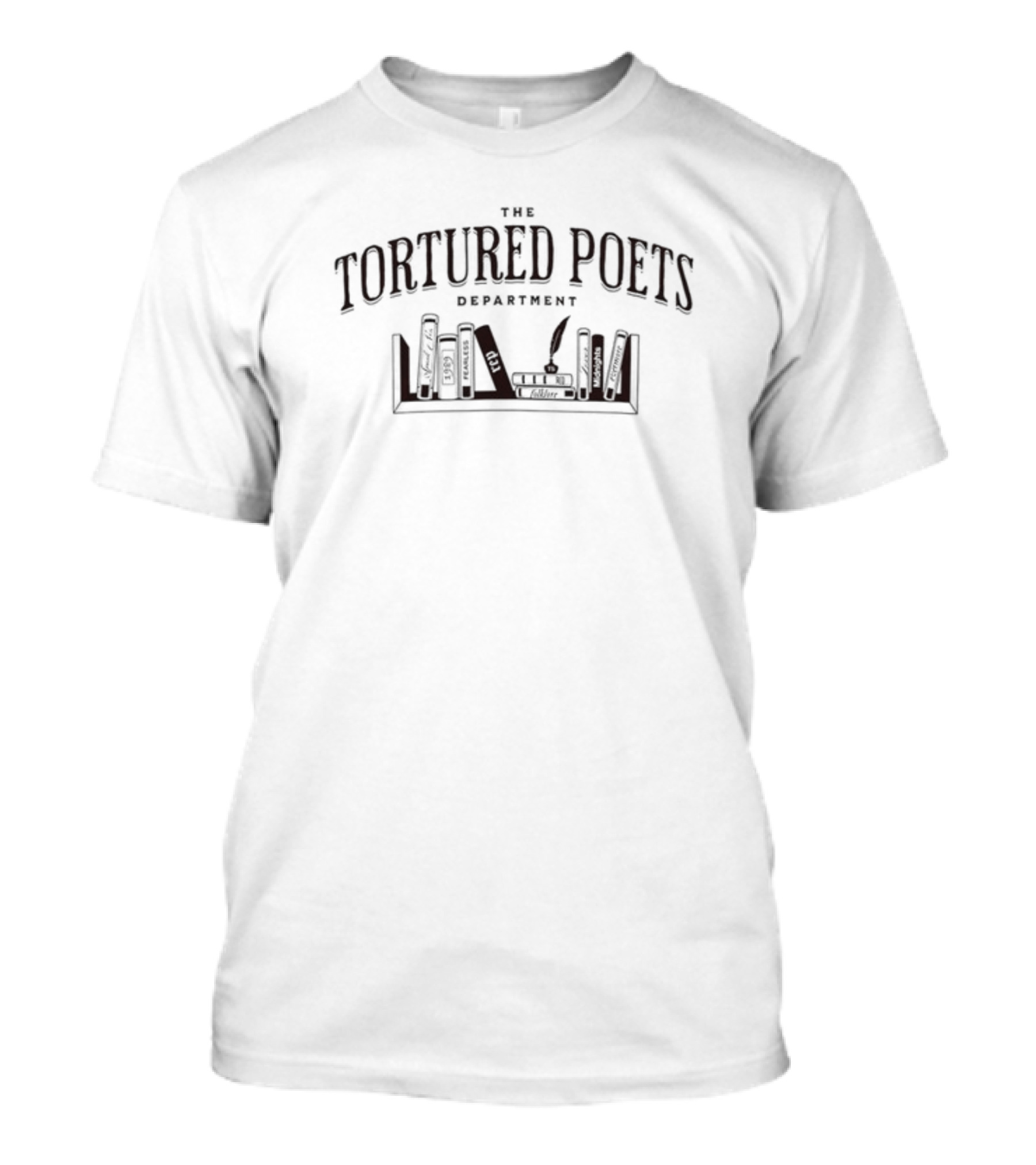 Atsevenstudio The Tortured Poets Department Books And Quill Motif T-Shirt