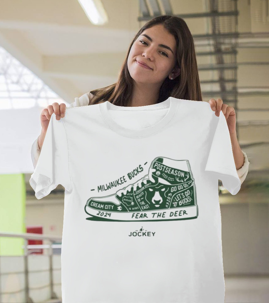 Milwaukee Bucks Fear The Deer 2024 Cream City Go Go Go Bucks Postseason T-Shirt