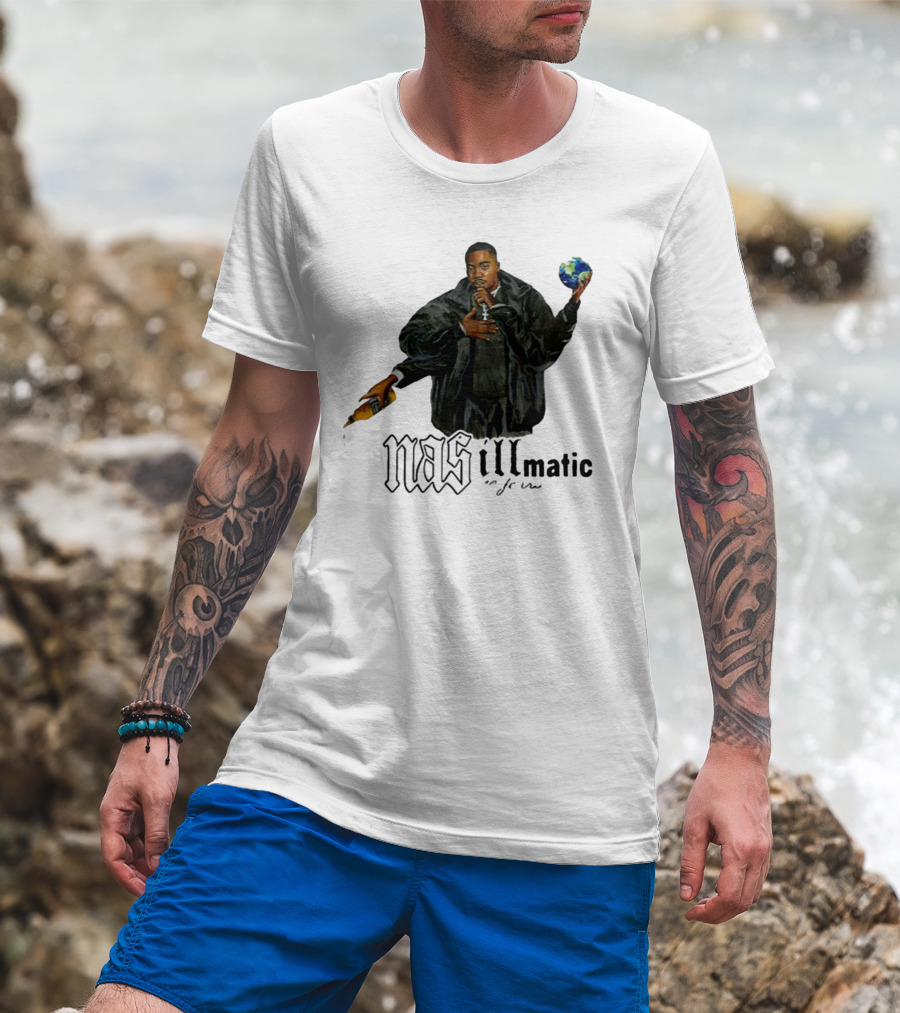 Nasirjones Illmatic 30 Years Globe And Wine T-Shirt