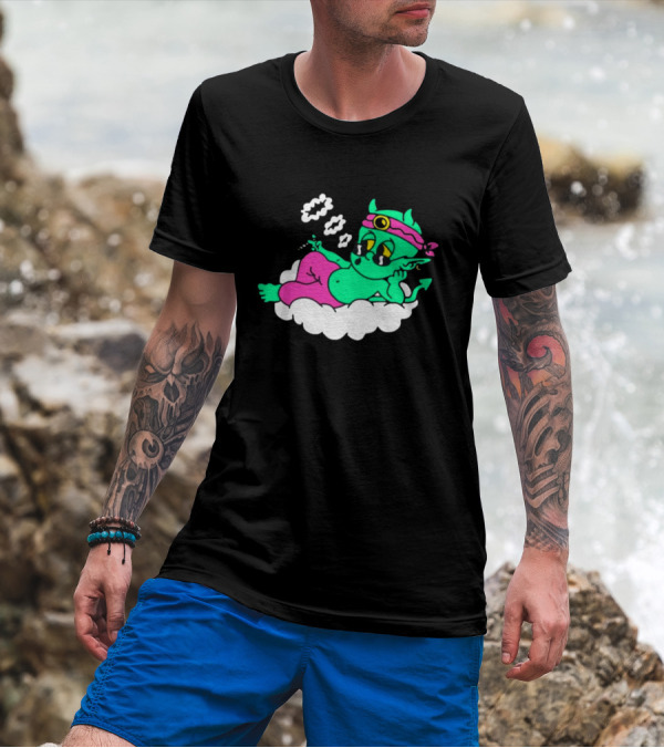 Supermega Funny Brothers Devils Lettuce Smoking Cartoon Demon Cloud T-Shirt