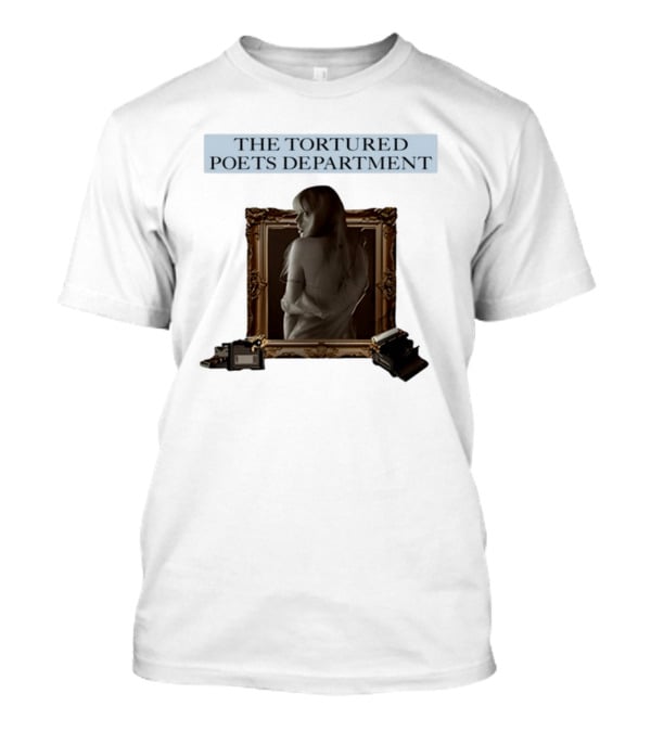Chartsandshirts The Tortured Poets Department Framed Figure With Books And Typewriter T-Shirt