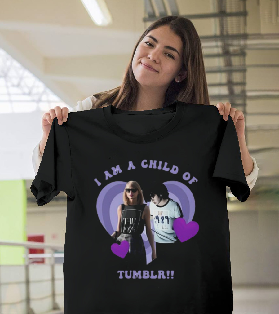 I AM A CHILD OF TUMBLR Taylor Swift Heart Duo With Purple Hearts T-Shirt