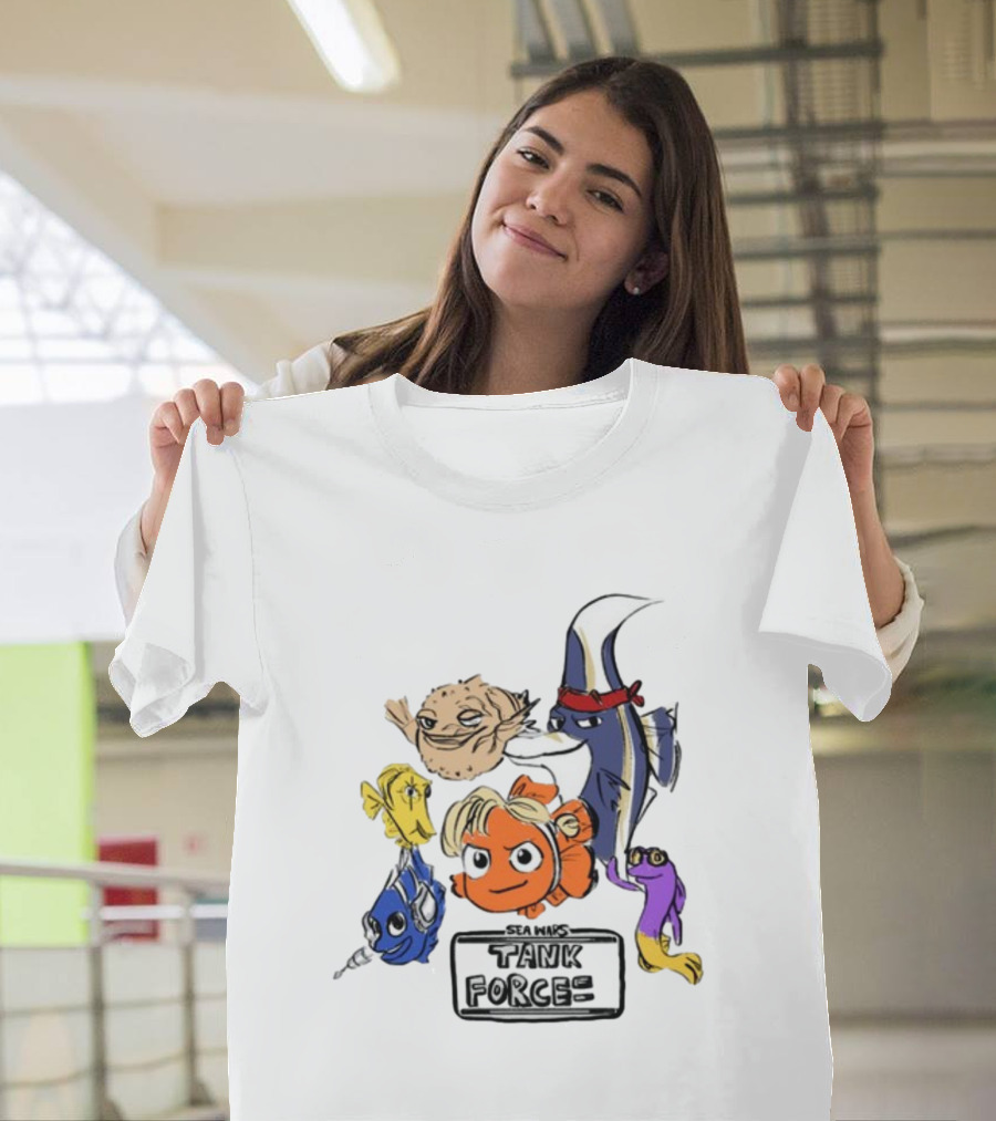 Sea Wars Tank Force Cartoon Fish Characters T-Shirt