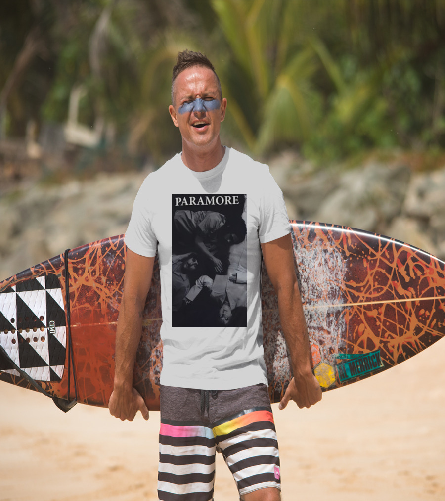 Paramore Black And White Band Photo Trio Lying Down T-Shirt