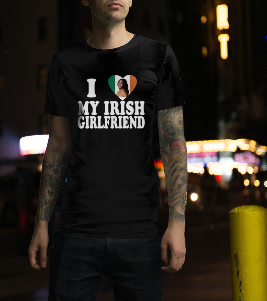 Luketaylorr I Love My Irish Girlfriend Irish Flag Heart Ayo Edebiri T-Shirt