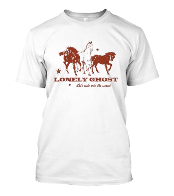Lonely Ghost Let's Ride Into The Sunset Horses And Stars T-Shirt