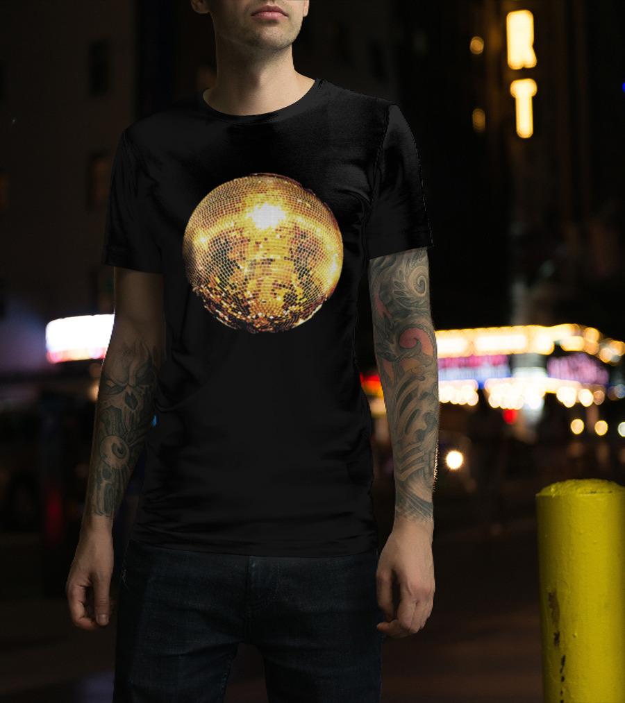 Gold Disco Ball Vintage 90s Shine Reflective Party T-Shirt