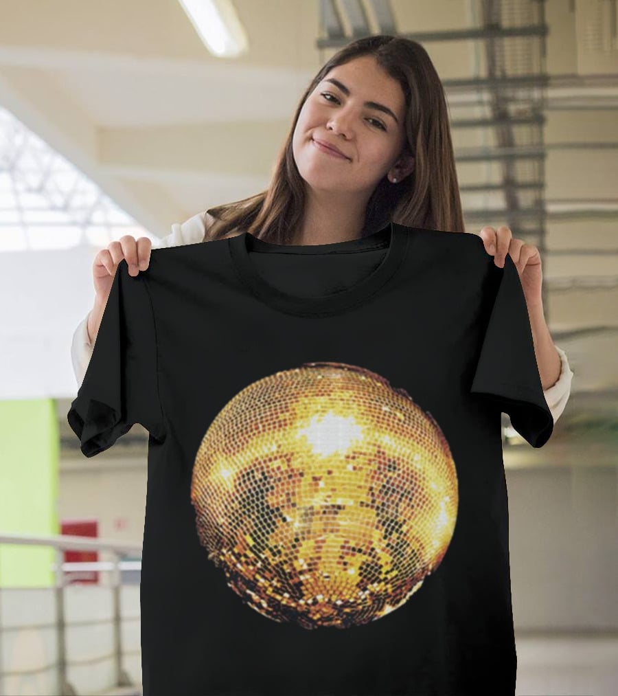 Gold Disco Ball Vintage 90s Shine Reflective Party T-Shirt