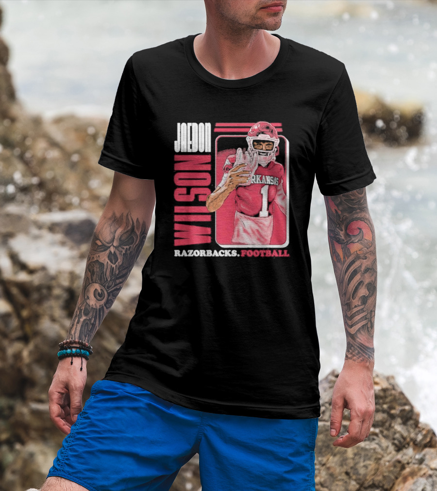 Jaedon Wilson Arkansas Razorbacks Football Cartoon Player T-Shirt