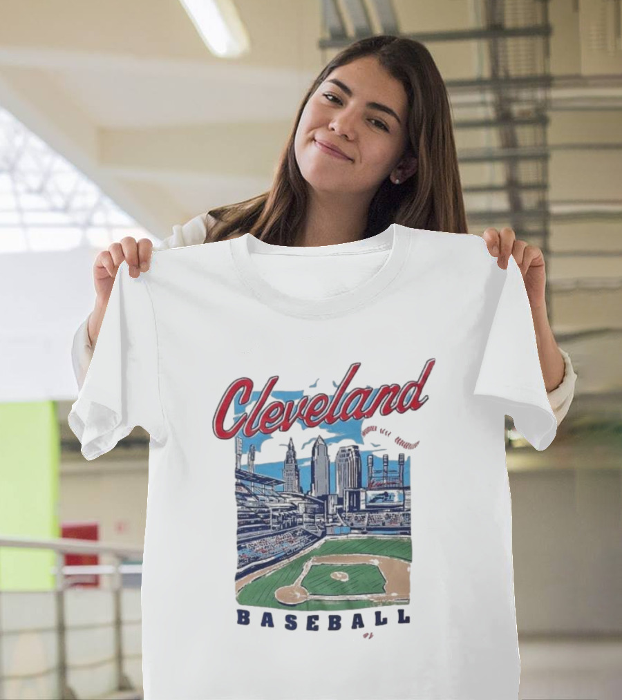 Cleveland Baseball Skyline Stadium Scene T-Shirt