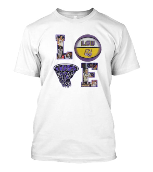 LSU Tigers Women's Basketball Love Collage With Basketball And Players T-Shirt