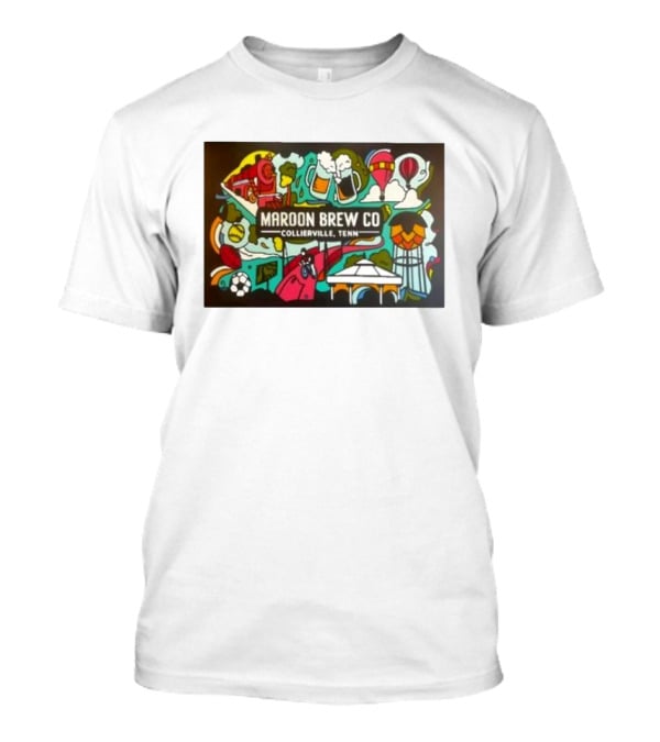 Maroon Brew Co Collierville Tenn Colorful Iconic Beer And Hot Air Balloon T-Shirt